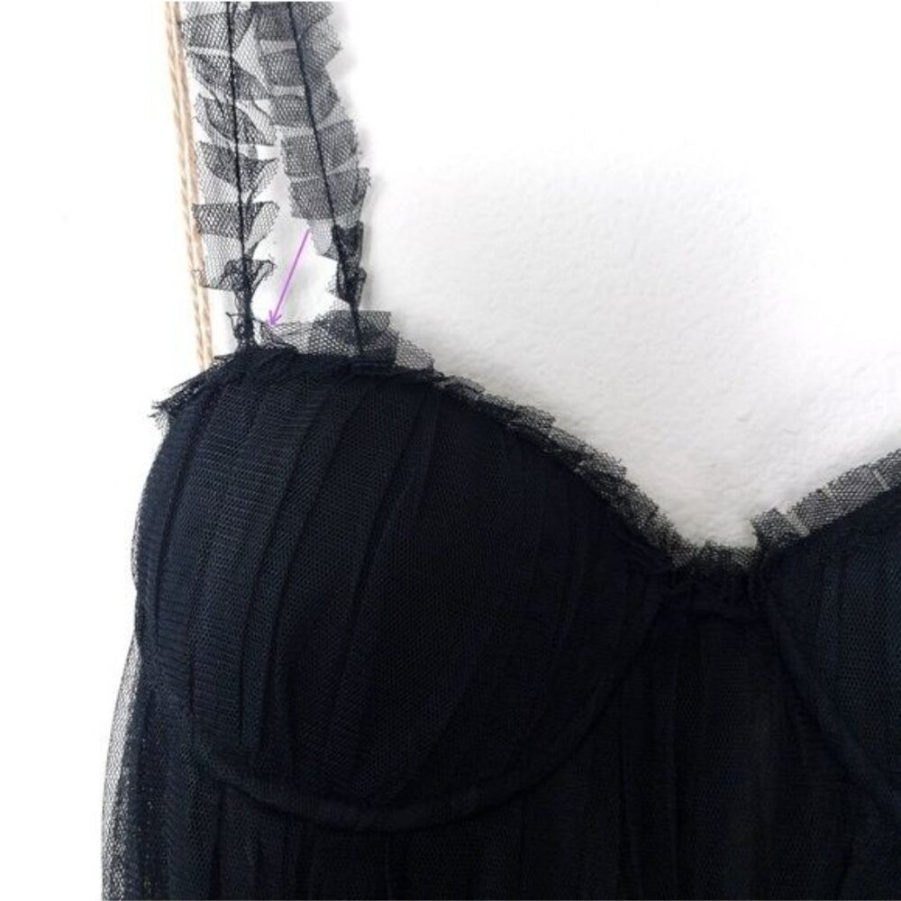 NWT Sau Lee Camille Tulle Ruffle Gown 4 Black Sheer Tiered Bustier Aline - Picture 7 of 14